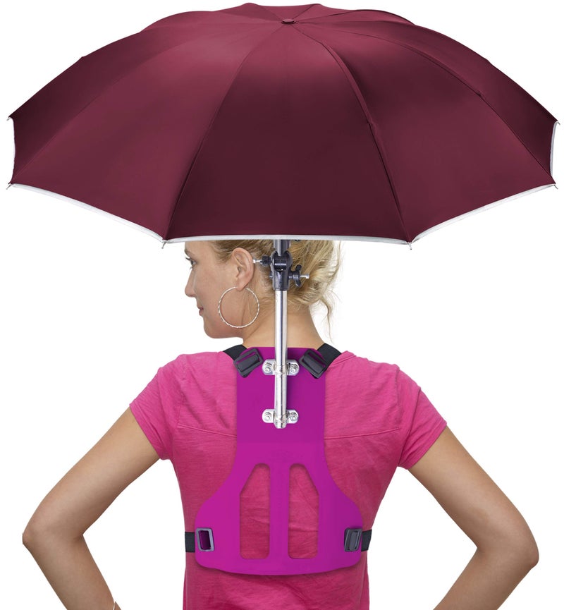 Primo Supply Wearable Hands-Free Umbrella Sun Rain Blocker Fishing Outdoor Use Running Jogging Canoeing Kayaking Shade and UV Sunburn | Red - Image 1